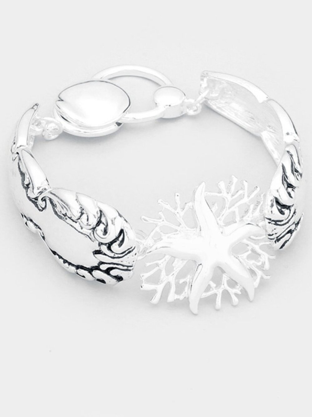Starfish Coral Antique Metal Magnetic Bracelet - Beach Boho Bracelet